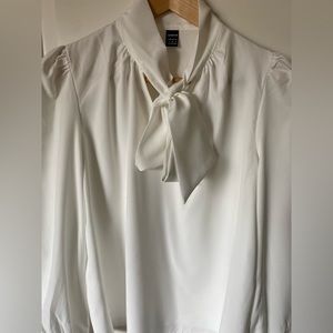 Shein | Blouse with bow tie neck and puffy sleeve details | size small